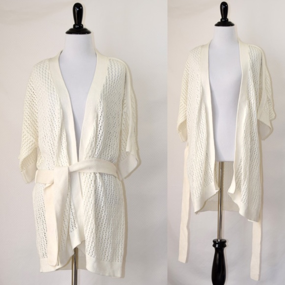 27 Miles Malibu Sweaters - NWT 27 Miles Revolve Loose Knit Woven Belt Kimono